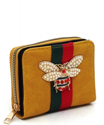 Queen Bee Stripe Wallet AD043B MUSTARD